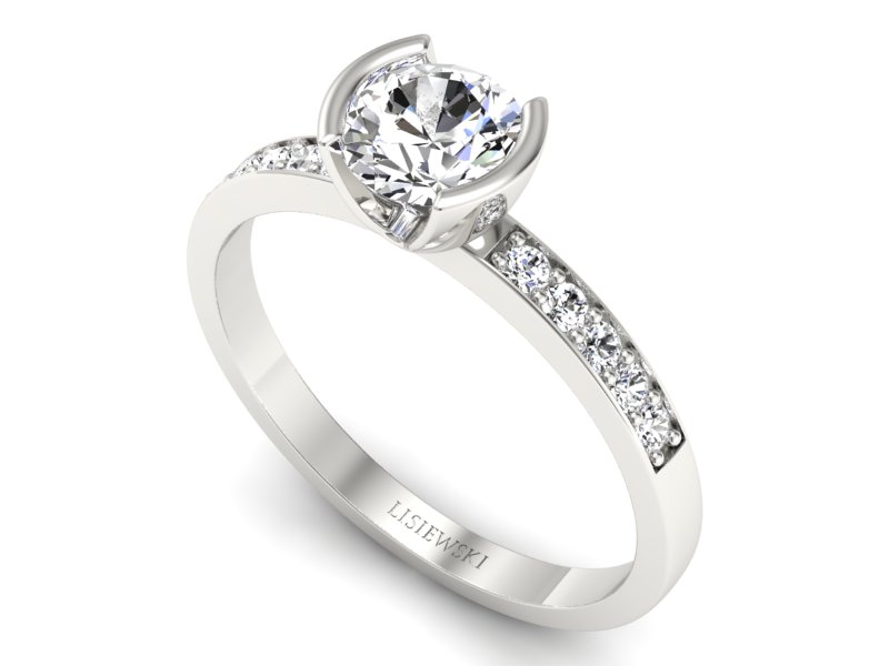 Złoty pierścionek z brylantami białe złoto - p16682b — zdjęcie 3