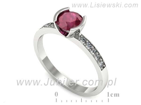 Pierścionek z rubinem białe złoto i brylantami proba 585 - p16682br- 1