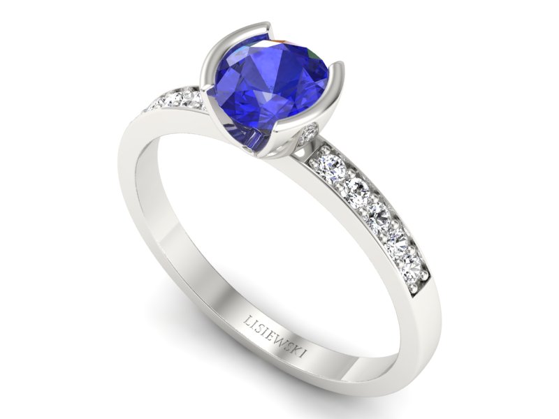 Pierścionek z szafirem i brylantami - p16682bszc — zdjęcie 3