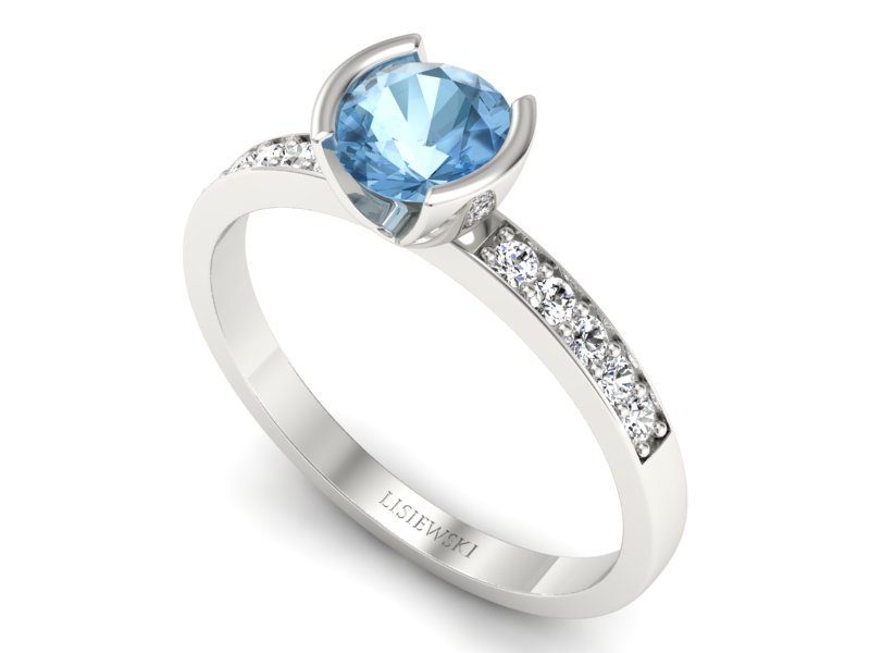 Pierścionek z topazem i brylantami białe złoto - p16682btp — zdjęcie 3