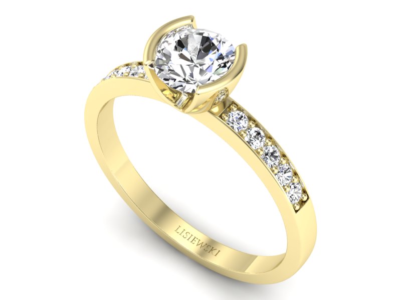 Złoty pierścionek z brylantami żółte złoto - p16682z — zdjęcie 3