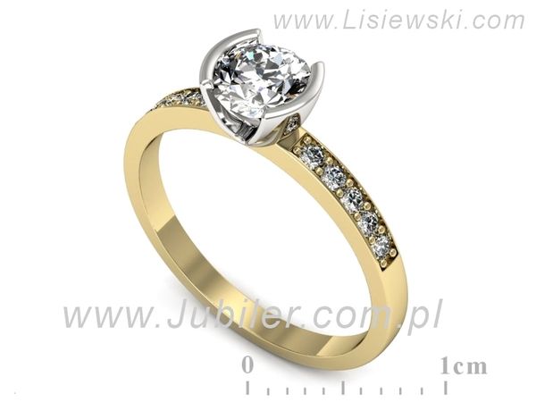 Pierścionek z diamentami żółte i białe złoto próba 585 - p16682zb- 1