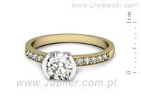 Pierścionek z diamentami żółte i białe złoto próba 585 - p16682zb- 2