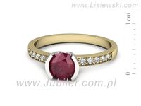 Pierścionek z rubinem i diamentami w żółtym i białym złocie - p16682zbr- 2