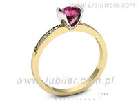 Pierścionek z rubinem i diamentami w żółtym i białym złocie - p16682zbr- 3