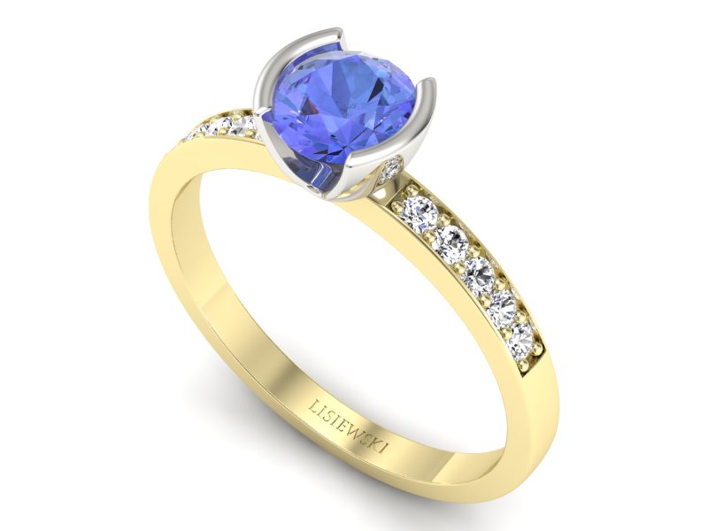 Pierścionek z tanzanitem i brylantami - p16682zbt — zdjęcie 3