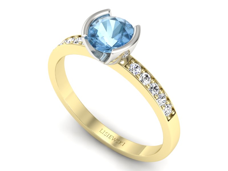 Pierścionek z topazem i brylantami - p16682zbtp — zdjęcie 3