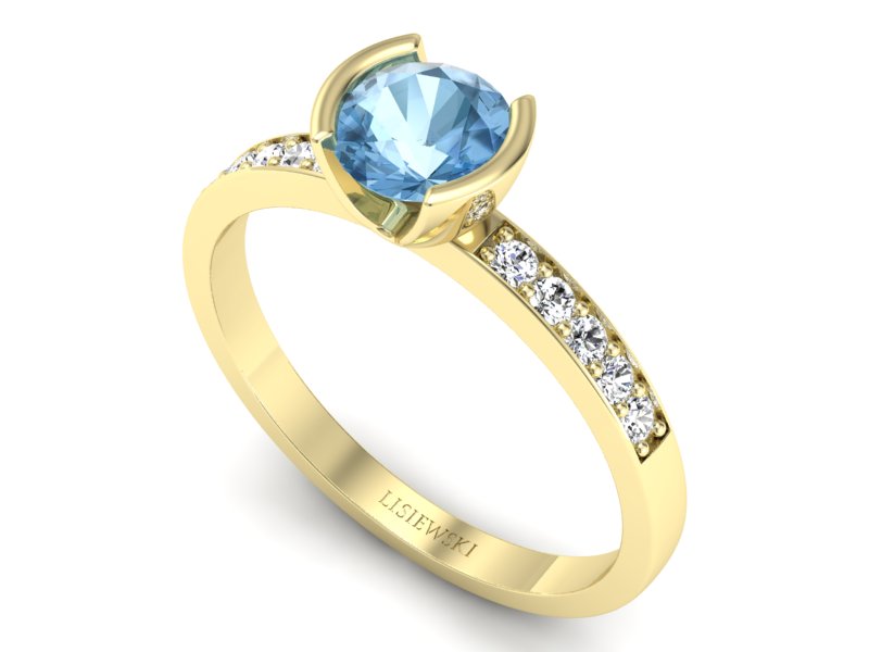 Pierścionek z topazem i brylantami żółte złoto - p16682ztp — zdjęcie 3