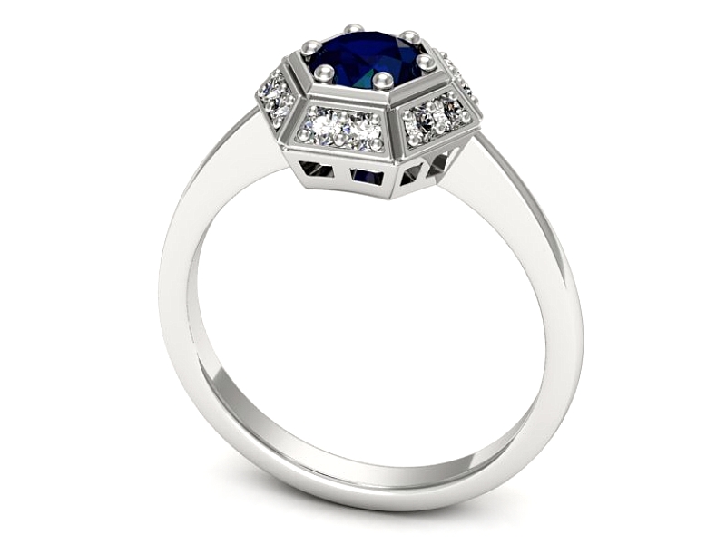 Pierścionek z szafirem i brylantami - p16684bsz — zdjęcie 3