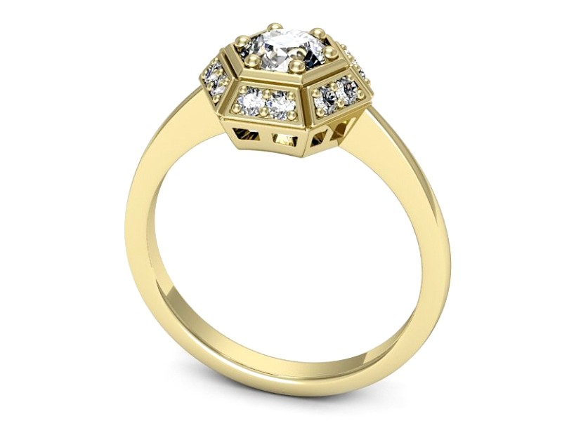 Złoty pierścionek z brylantami żółte złoto - p16684z — zdjęcie 3