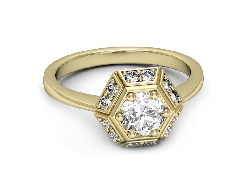 Złoty pierścionek z brylantami żółte złoto - p16684z — zdjęcie 2