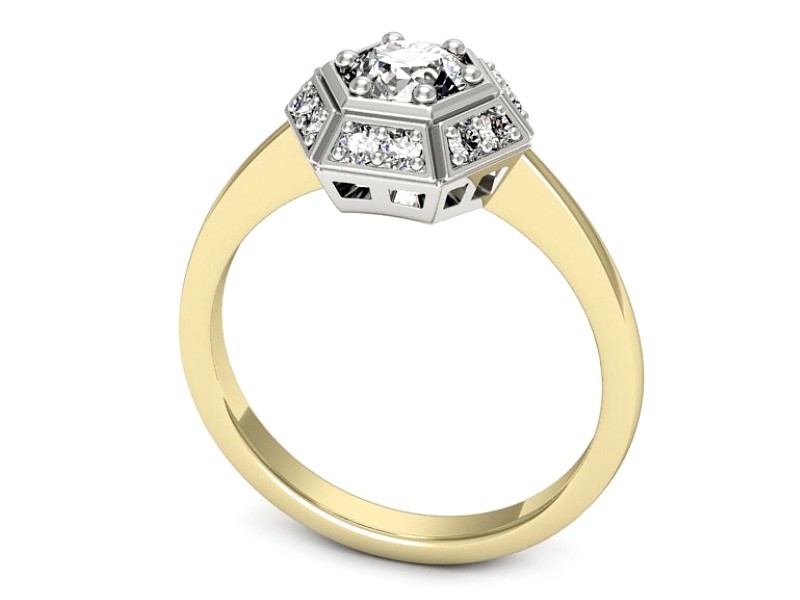 Pierścionek z brylantami żółte białe złoto - p16684zb — zdjęcie 3