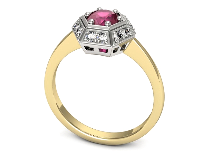 Pierścionek z rubinem i brylantami - p16684zbr — zdjęcie 3