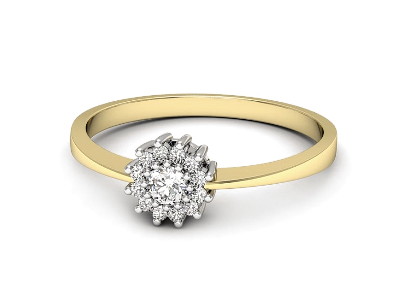 Pierścionek z brylantami żółte białe złoto - p16685zb — zdjęcie 2