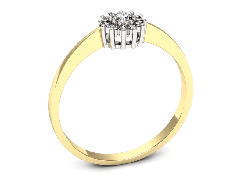 Pierścionek z brylantami żółte białe złoto - p16685zb — zdjęcie 3