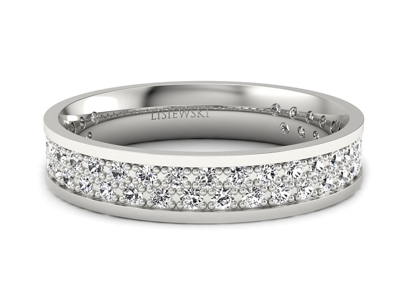 Pierścionek obrączka z brylantami białe złoto - p16688b — zdjęcie 3