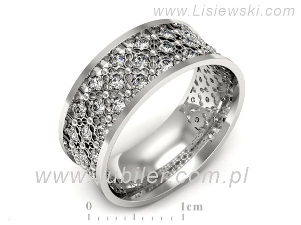 Pierscionek Obrączka z brylantami białe złoto próba 585 - p16690b- 1