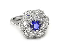 Pierścionek z szafirem białe złoto z brylantami gold 14k - p16693bszc- 2