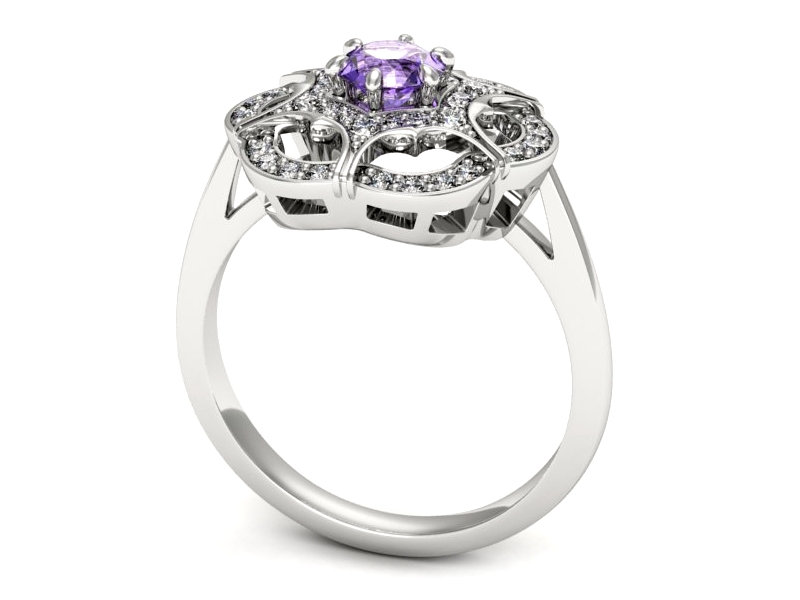 Pierścionek z tanzanitem białe złoto z brylantami - p16693bt — zdjęcie 3