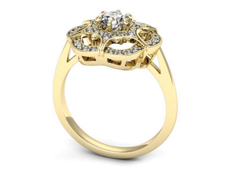 Złoty pierścionek z brylantami żółte złoto - p16693z — zdjęcie 3