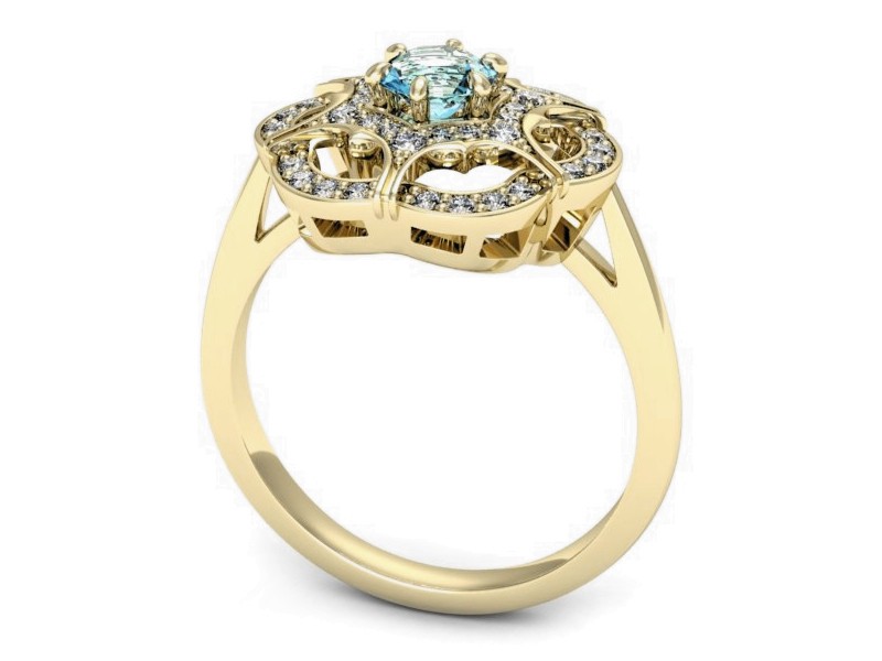 Złoty pierścionek z topazem i brylantami - p16693ztp — zdjęcie 3