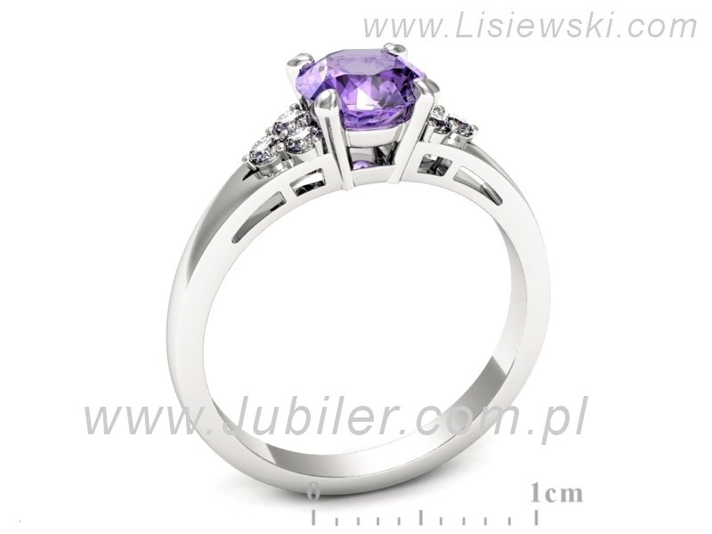 Pierścionek z tanzanitem białe złoto z brylantami - p16694bt — zdjęcie 3