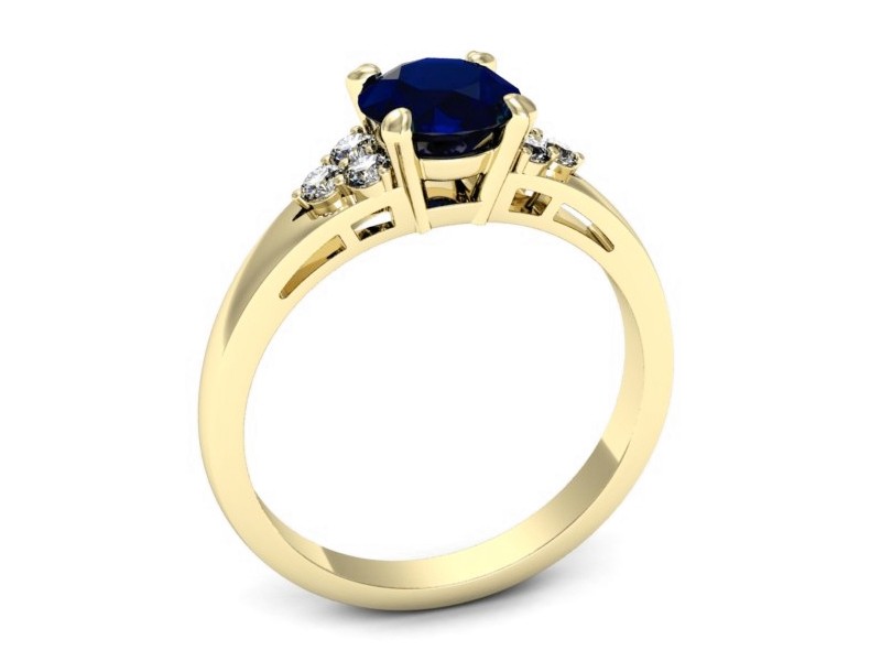 Pierścionek z szafirem i brylantami żółte złoto - p16694zsz — zdjęcie 3
