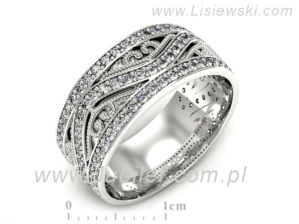 Pierscionek Obrączka z brylantami białe złoto próba 585 - p16695b- 1