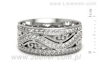 Pierscionek Obrączka z brylantami białe złoto próba 585 - p16695b- 2