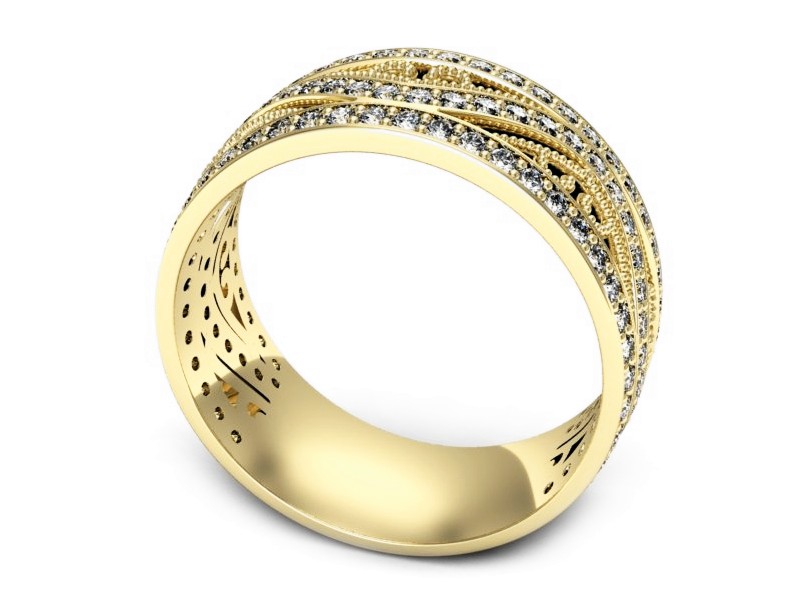 Obrączka z brylantami żółte złoto - p16695z — zdjęcie 3