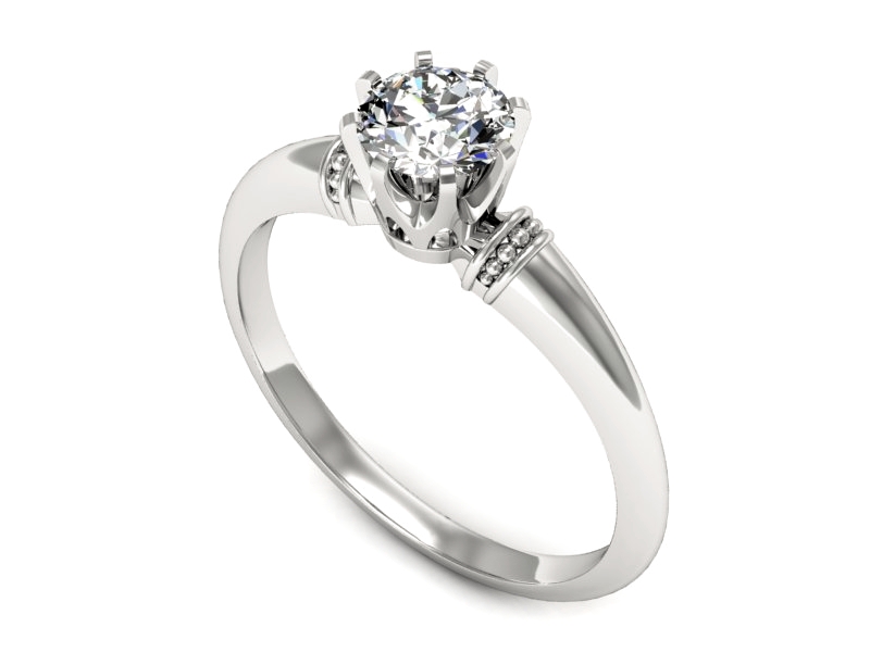 Złoty pierścionek z brylantem białe złoto - p16696b