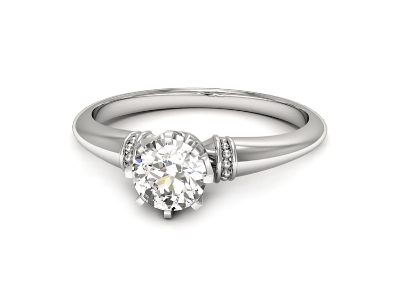 Złoty pierścionek z brylantem białe złoto - p16696b — zdjęcie 3