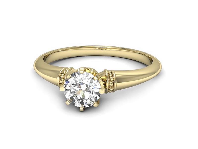 Złoty pierścionek z brylantem żółte złoto - p16696z — zdjęcie 3