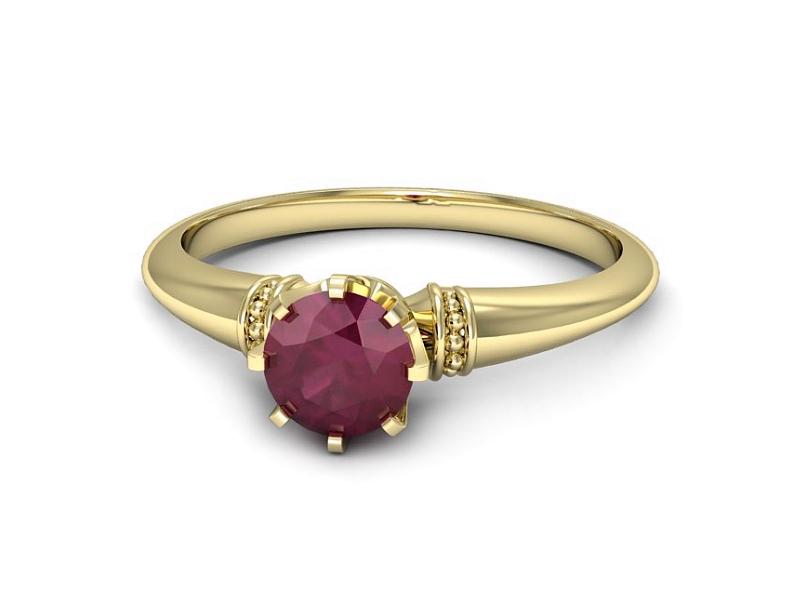 Złoty pierścionek z rubinem żółte złoto - p16696zr — zdjęcie 3