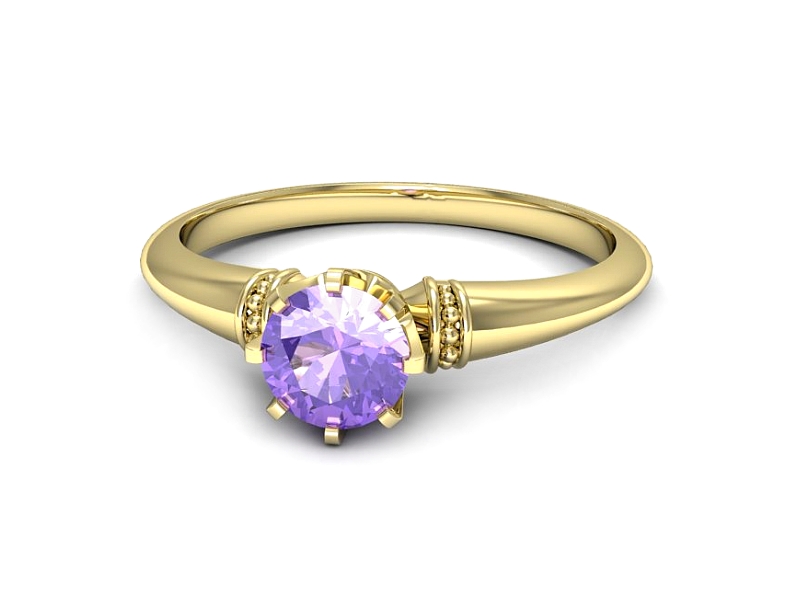 Złoty pierścionek z tanzanitem żółte złoto - p16696zt — zdjęcie 3