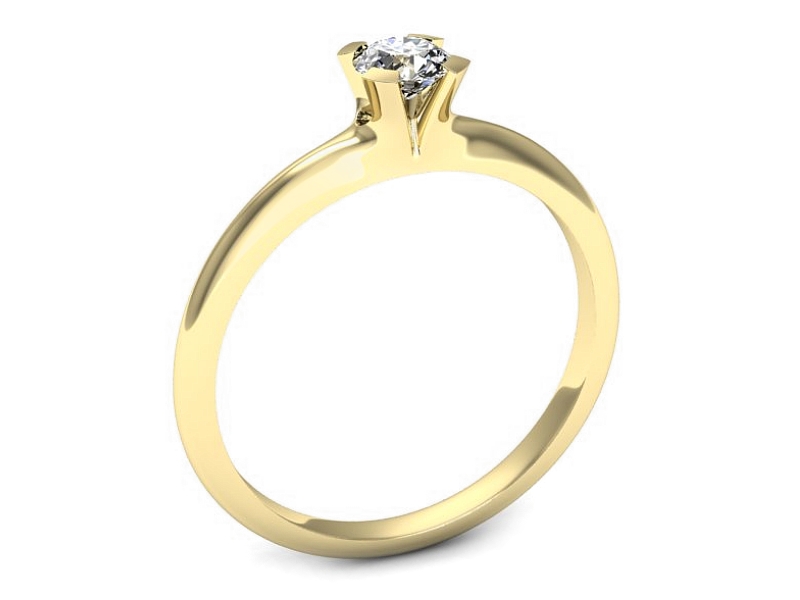 Złoty pierścionek z brylantem żółte złoto - p16698z — zdjęcie 3