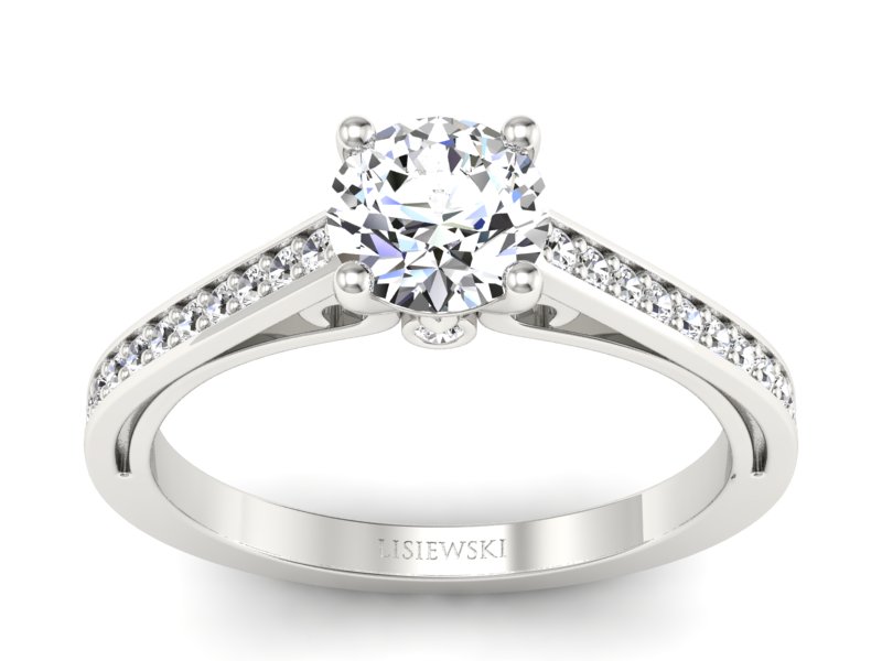 Złoty pierścionek z brylantami białe złoto - p16699b