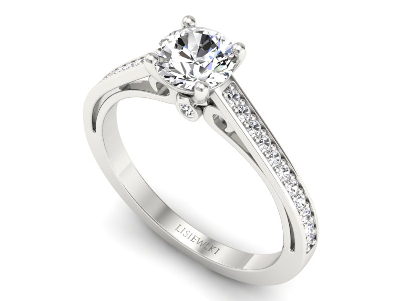 Złoty pierścionek z brylantami białe złoto - p16699b — zdjęcie 3