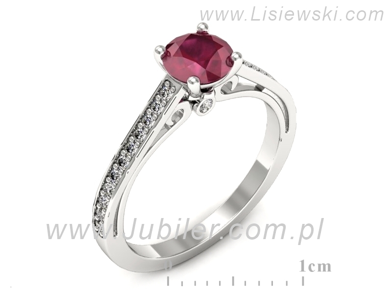 Pierścionek z rubinem i brylantami białe złoto - p16699br — zdjęcie 4