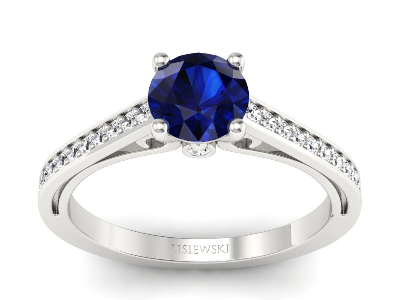 Pierścionek z szafirem i brylantami - p16699bsz