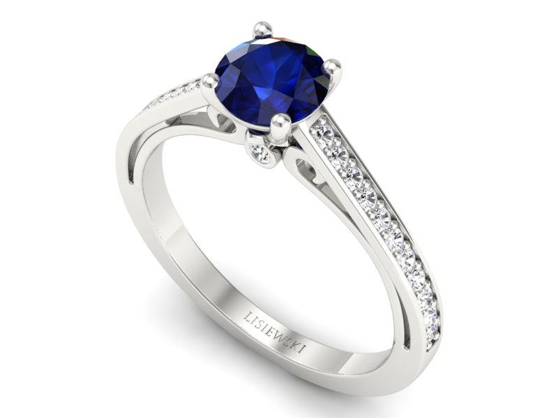 Pierścionek z szafirem i brylantami - p16699bsz — zdjęcie 3