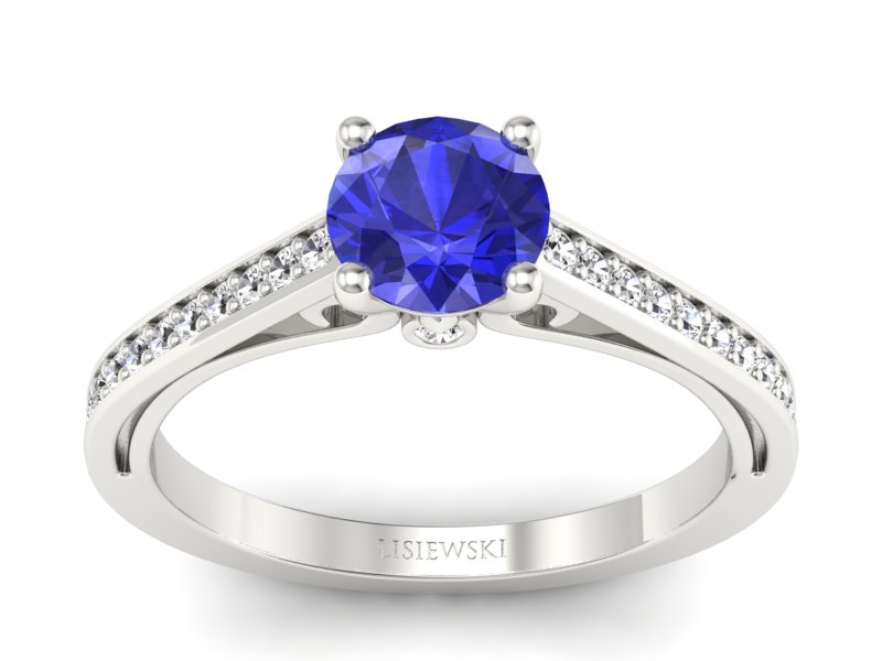 Pierścionek z szafirem i brylantami - p16699bszc