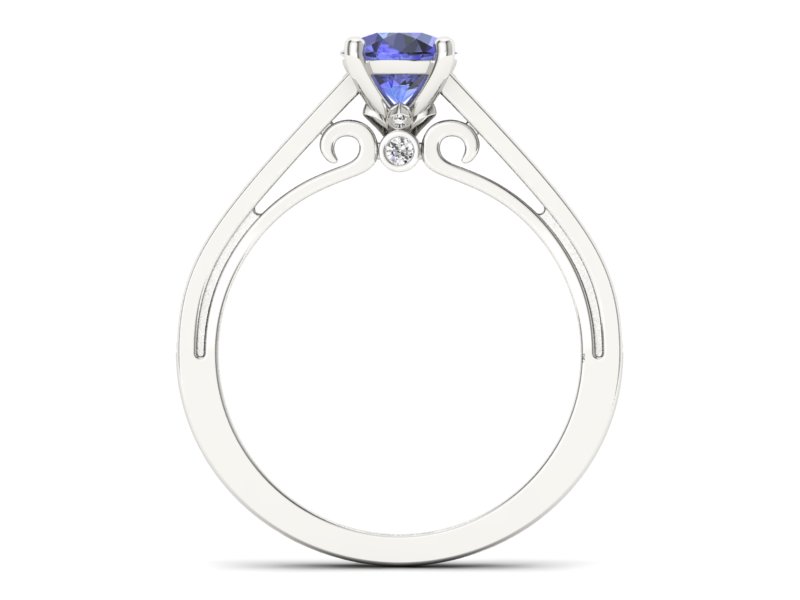 Pierścionek z tanzanitem białe złoto i brylantami - p16699bt — zdjęcie 2