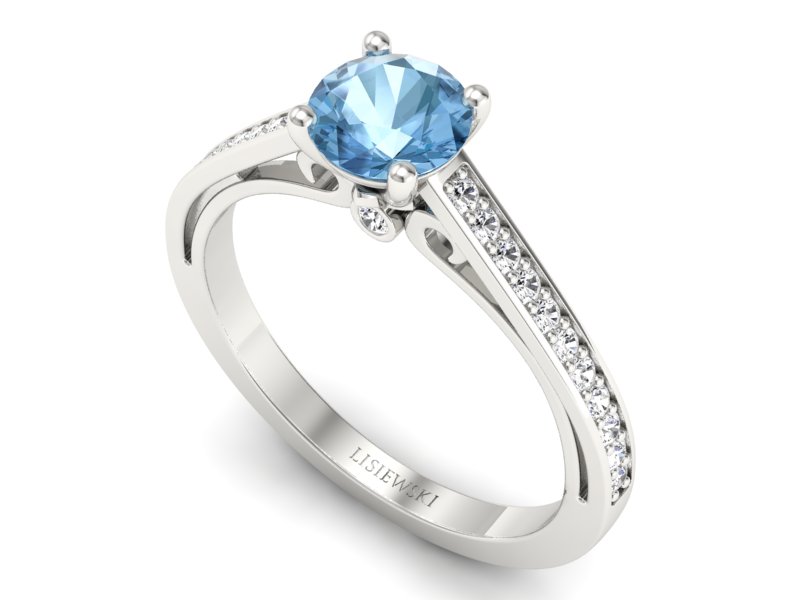 Pierścionek z topazem i brylantami białe złoto - p16699btp — zdjęcie 3