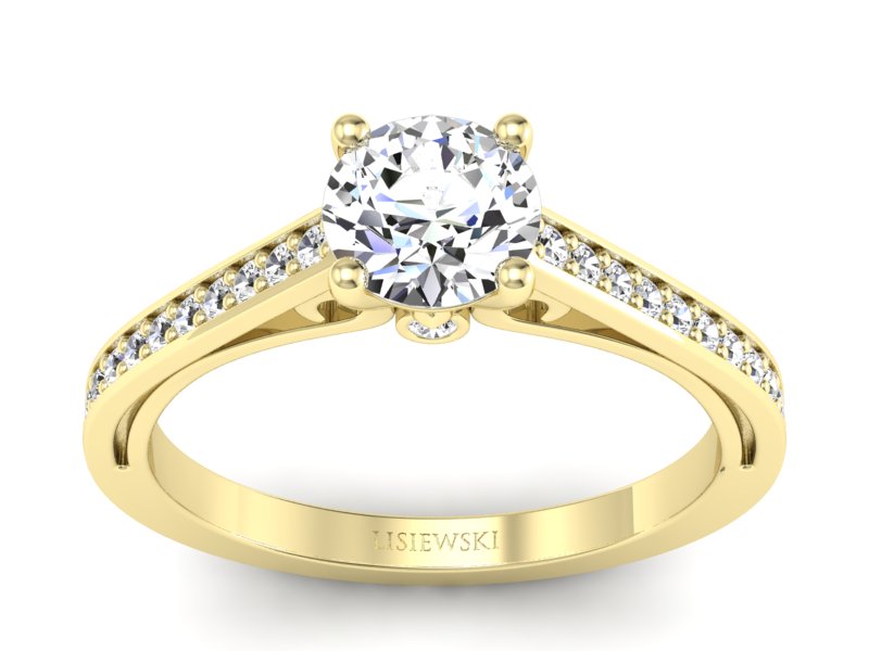 Złoty pierścionek z brylantami żółte złoto - p16699z