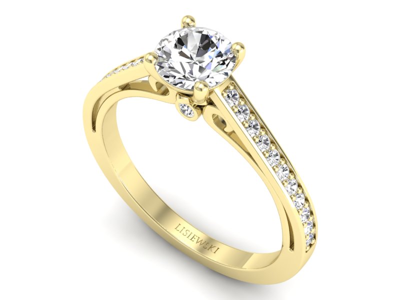 Złoty pierścionek z brylantami żółte złoto - p16699z — zdjęcie 3