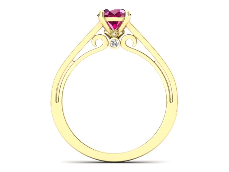 Pierścionek z rubinem i brylantami żółte złoto - p16699zr — zdjęcie 2