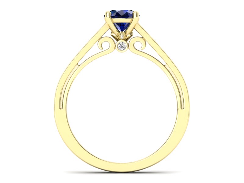 Pierścionek z szafirem i brylantami żółte złoto - p16699zsz — zdjęcie 2