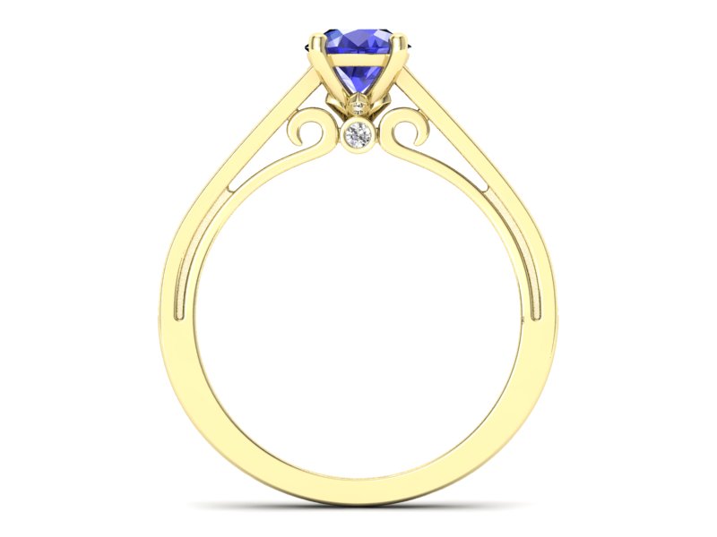 Pierścionek z szafirem i brylantami żółte złoto - p16699zszc — zdjęcie 2