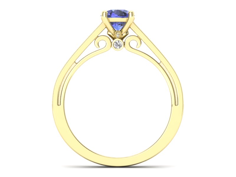 Pierścionek żółte złoto z tanzanitem i brylantami - p16699zt — zdjęcie 2